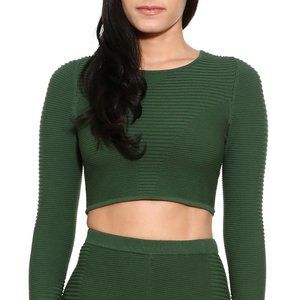 Adam Selman Sport Rib Crop Long Sleeve Top